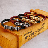 Skull Jewelry Titanium Steel Punk Rock Leather Bracelet