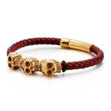 Skull Jewelry Titanium Steel Punk Rock Leather Bracelet