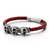 Skull Jewelry Titanium Steel Punk Rock Leather Bracelet