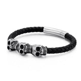 Skull Jewelry Titanium Steel Punk Rock Leather Bracelet