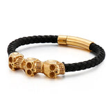 Skull Jewelry Titanium Steel Punk Rock Leather Bracelet