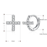 925 Silver Micro Pave CZ Cross Earrings