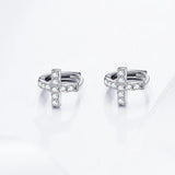 925 Silver Micro Pave CZ Cross Earrings
