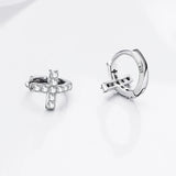 925 Silver Micro Pave CZ Cross Earrings