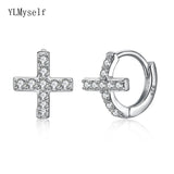 925 Silver Micro Pave CZ Cross Earrings