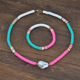 Bohemian Pearl Pendant Necklace Set