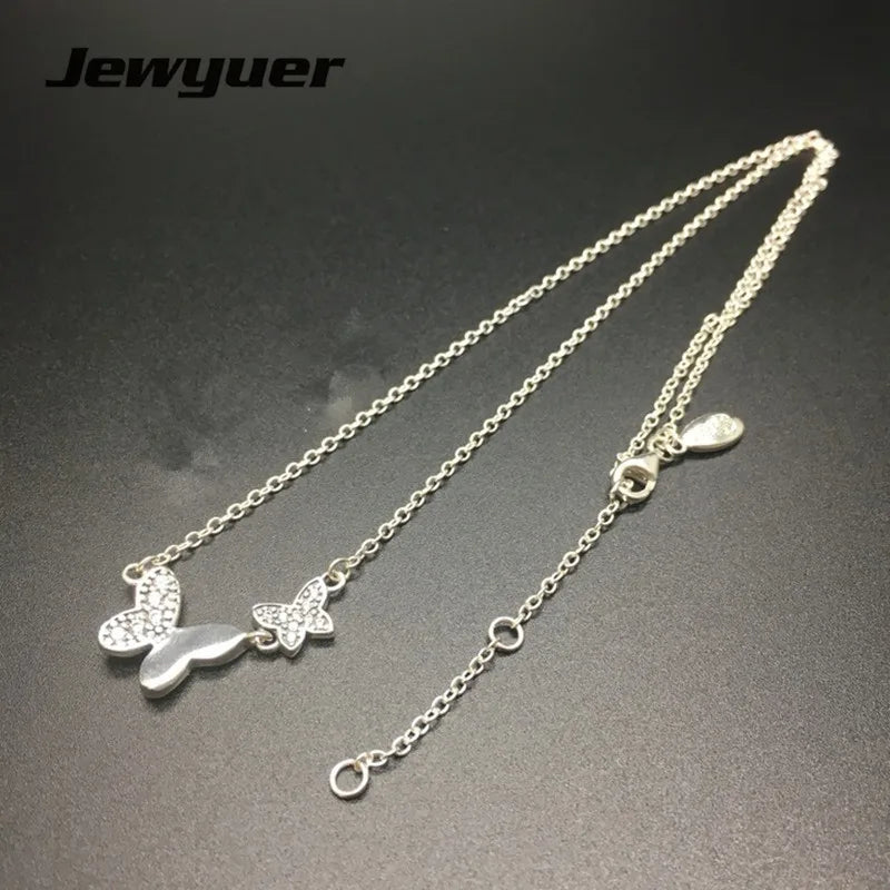925 Silver Butterfly Pendant Necklace for Women Fine Jewelry NC019