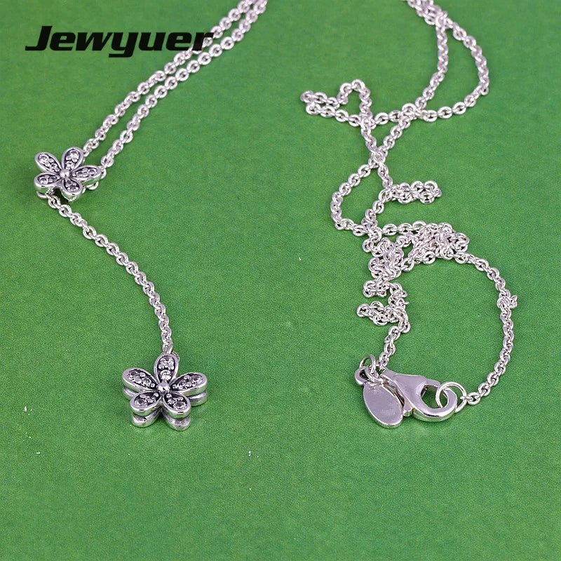 Dazzling Daisies Necklace 925 Sterling Silver Chain Fine Jewelry