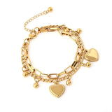 Heart-shaped Charm Bracelet for Women, Stainless Steel, Party Wedding Jewelry