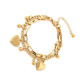 Heart-shaped Charm Bracelet for Women, Stainless Steel, Party Wedding Jewelry