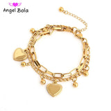 Heart-shaped Charm Bracelet for Women, Stainless Steel, Party Wedding Jewelry