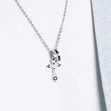 Sterling Silver Star Cross Necklace Cold Wind Pendant Ins Men's Necklace