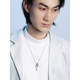 Sterling Silver Star Cross Necklace Cold Wind Pendant Ins Men's Necklace