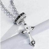 Sterling Silver Star Cross Necklace Cold Wind Pendant Ins Men's Necklace