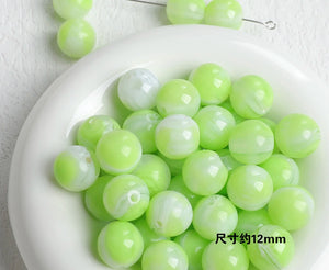 100pcs 12mm Resin Straight Hole Beads DIY Jewelry Earring Accessory