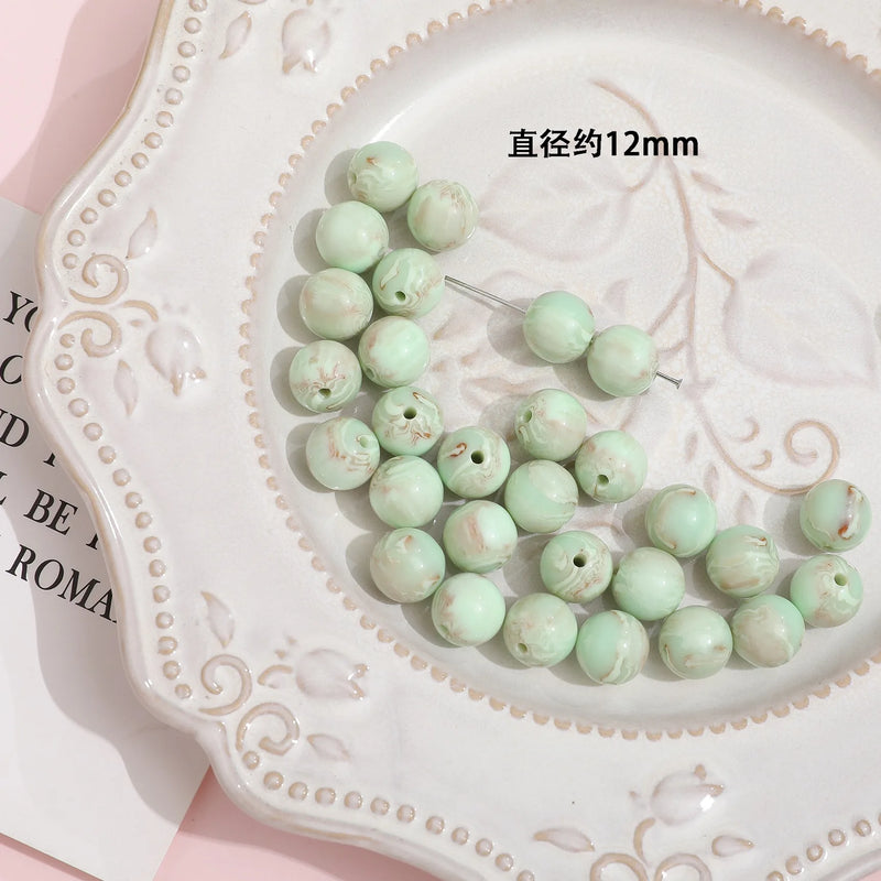 100pcs 12mm Geometry Resin Beads DIY Jewelry Accessory