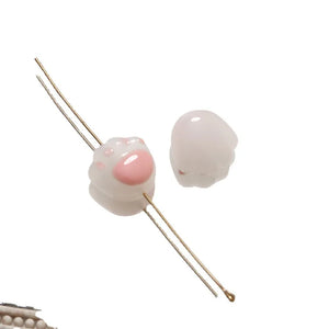 100pcs 14mm Pink Cats Claw Glass Beads DIY Jewelry Earring/Bracelet Accessory