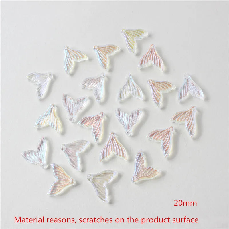 100pcs 20mm Fish Tails Glass Beads DIY Jewelry Earring Accessory