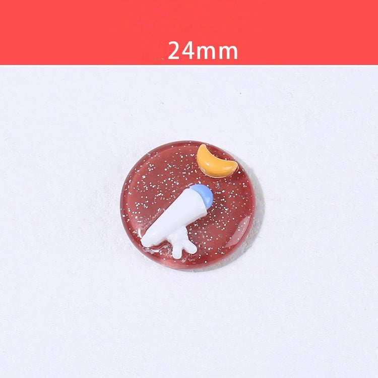 100pcs 24mm Resin Cabochon Beads DIY Earring/Hair Accessory
