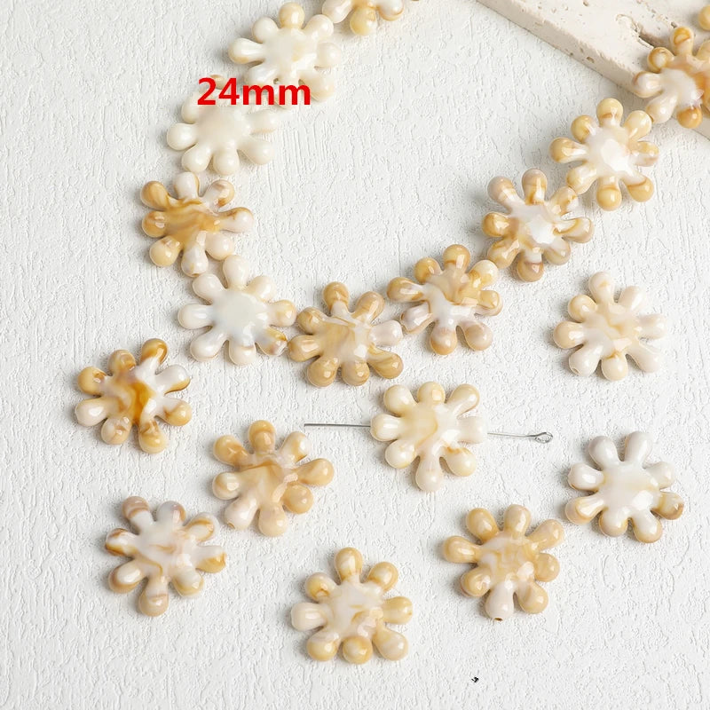 100pcs 24mm Cartoon Flowers Resin Beads DIY Jewelry Accessory