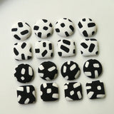 100pcs Leopard Pattern Cloth Button DIY Jewelry Earring Accessory
