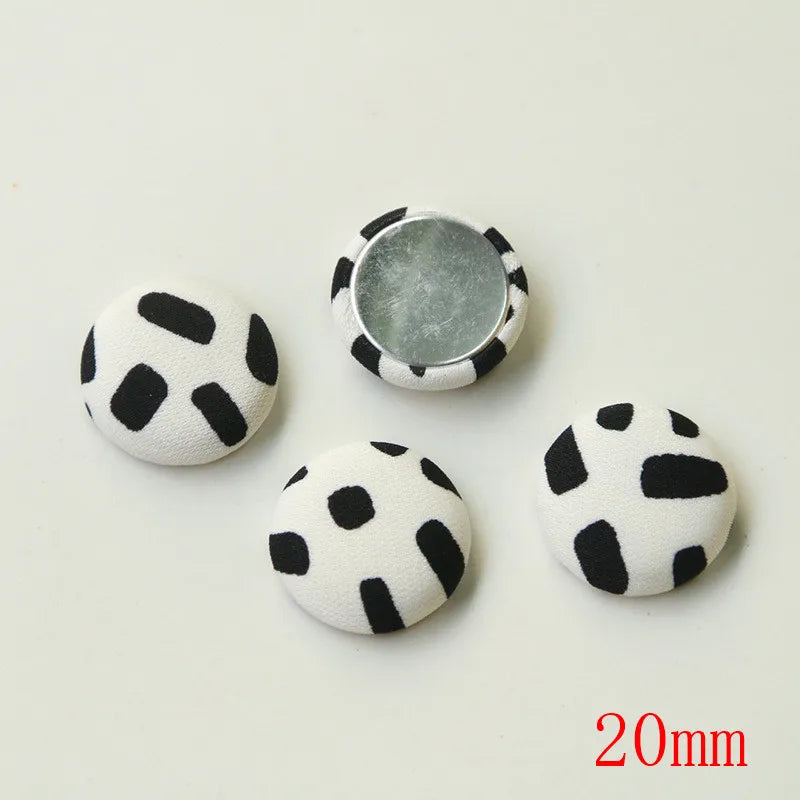100pcs Leopard Pattern Cloth Button DIY Jewelry Earring Accessory