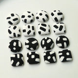 100pcs Leopard Pattern Cloth Button DIY Jewelry Earring Accessory