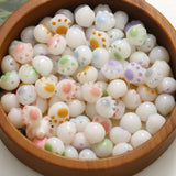 100pcs/lot Cartoon Cats Print Acrylic Beads DIY Jewelry Accessory