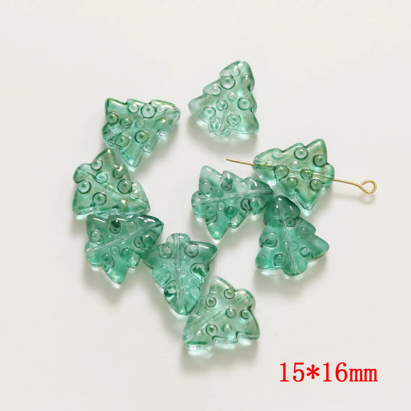100pcs Christmas Tree Glass Beads DIY Earring Accessory