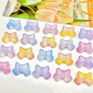 100pcs Cartoon Bowknot Glass Beads DIY Jewelry Accessory