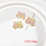 100pcs Cartoon Bowknot Glass Beads DIY Jewelry Accessory