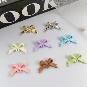 100pcs Rubber Paint Geometry Alloy Bow Charms Earring/Garment Accessory