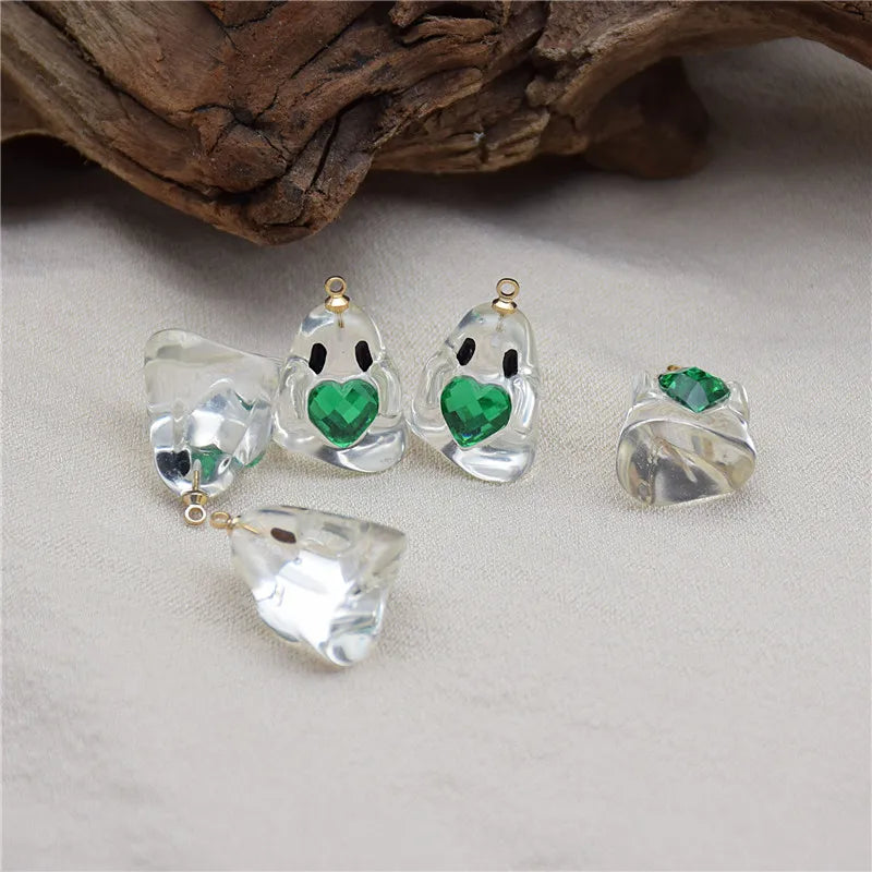 20pcs 3D Ghost with Hearts Acrylic Beads DIY Jewelry Earring/Necklace Accessory