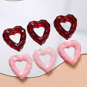 20pcs/lot cartoon hearts acrylic beads for DIY jewelry, earrings, pendants
