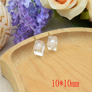 30pcs Dried Flower Beads 3D Square Resin Charms DIY Jewelry Earring Accessory