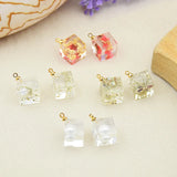 30pcs Dried Flower Beads 3D Square Resin Charms DIY Jewelry Earring Accessory