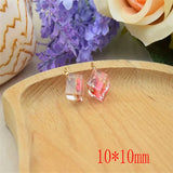 30pcs Dried Flower Beads 3D Square Resin Charms DIY Jewelry Earring Accessory