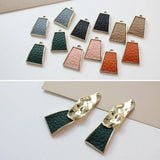 30pcs Leather Core Trapezoid Alloy Locket Charm DIY Jewelry Making