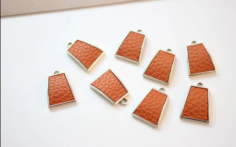 30pcs Leather Core Trapezoid Alloy Locket Charm DIY Jewelry Making