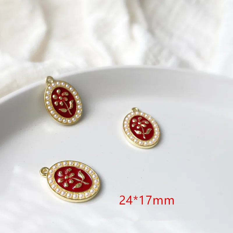 30pcs Alloy Drop Oil Cartoon Flowers Floating Locket Charms DIY Jewelry Making