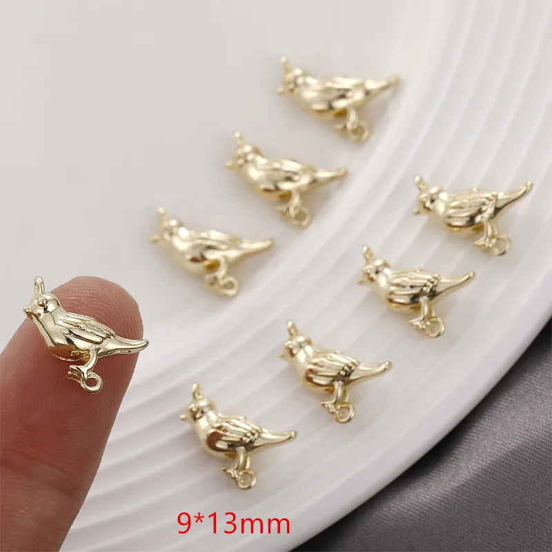 30pcs Cartoon Bird Copper Floating Locket Charms DIY Jewelry