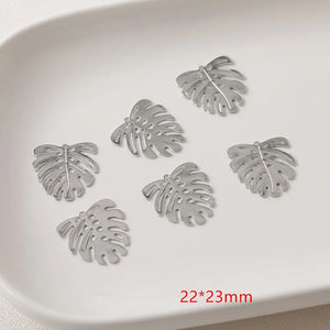 30pcs Cartoon Leaves Copper Floating Locket Charms DIY Jewelry Earring Pendant