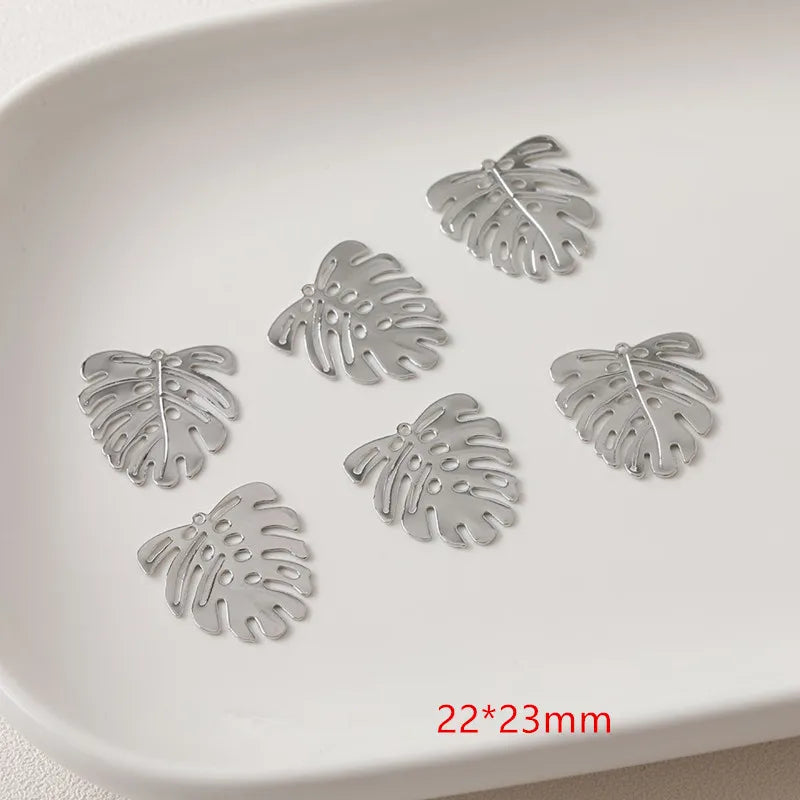 30pcs Cartoon Leaves Copper Floating Locket Charms DIY Jewelry Earring Pendant