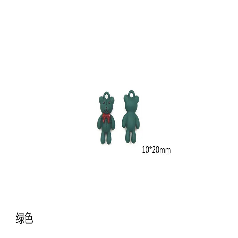 30pcs Rubber Paint Animals Cartoon Bow Bears Alloy Charms DIY Jewelry Making
