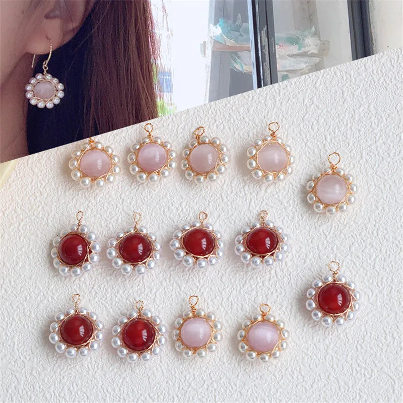 30pcs/lot Copper Charms Hand Weaving Beads for DIY Earring Jewelry