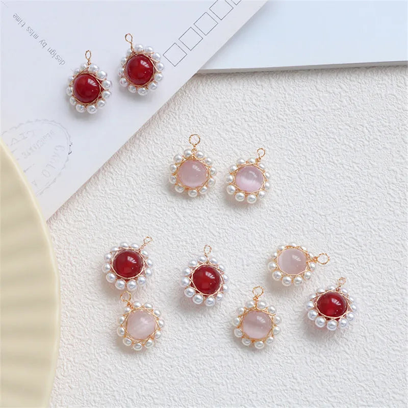 30pcs/lot Copper Charms Hand Weaving Beads for DIY Earring Jewelry