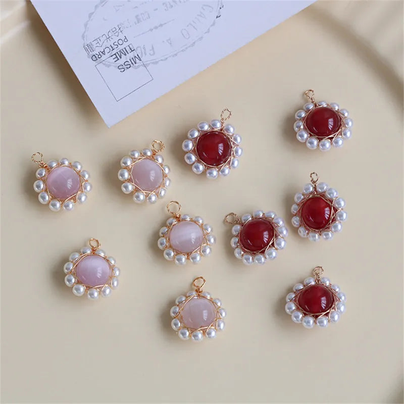 30pcs/lot Copper Charms Hand Weaving Beads for DIY Earring Jewelry