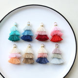30pcs Cotton 3 Layers Tassel Charms DIY Jewelry Earring Pendant Accessory