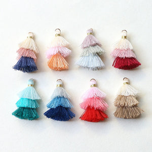 30pcs Cotton 3 Layers Tassel Charms DIY Jewelry Earring Pendant Accessory