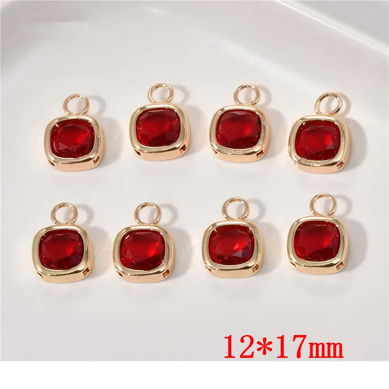 30pcs Glass Core Square Copper Floating Locket Charms DIY Jewelry Accessory
